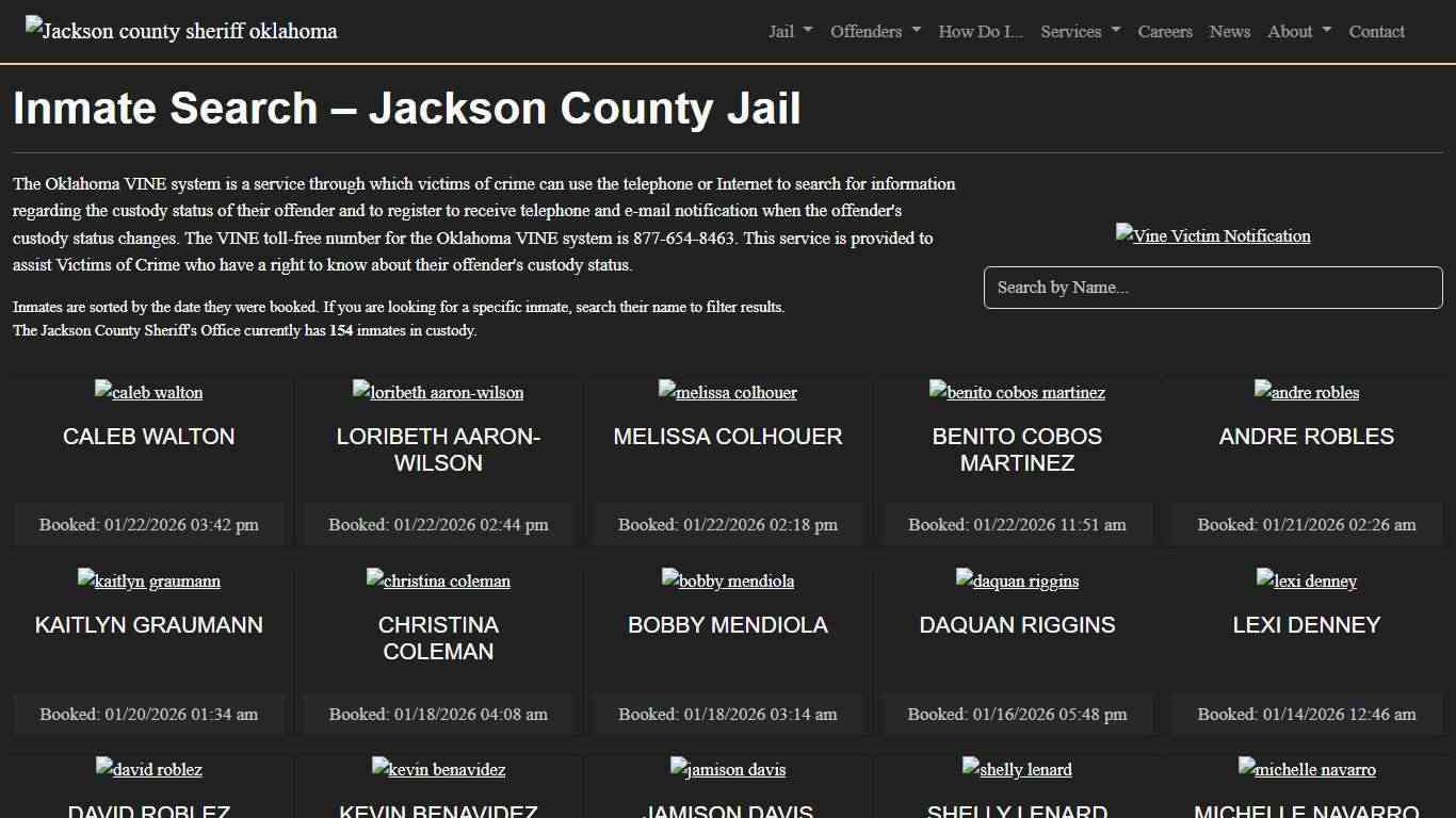 Inmate Search Jackson County Sheriff's Office